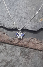 Blue Cubic Zirconia Butterfly Pendant 8 X 5mm