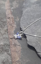 Blue Cubic Zirconia Butterfly Pendant 8 X 5mm