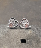 Outline Heart With Pink Cubic Zirconia Paw 8 X 10mm