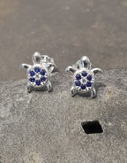 Blue Cubic Zirconia Turtle 6 X 9mm