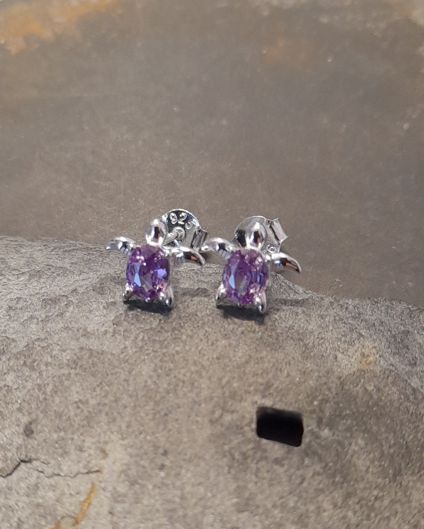 Purple Cubic Zirconia Turtle 8 X 7mm