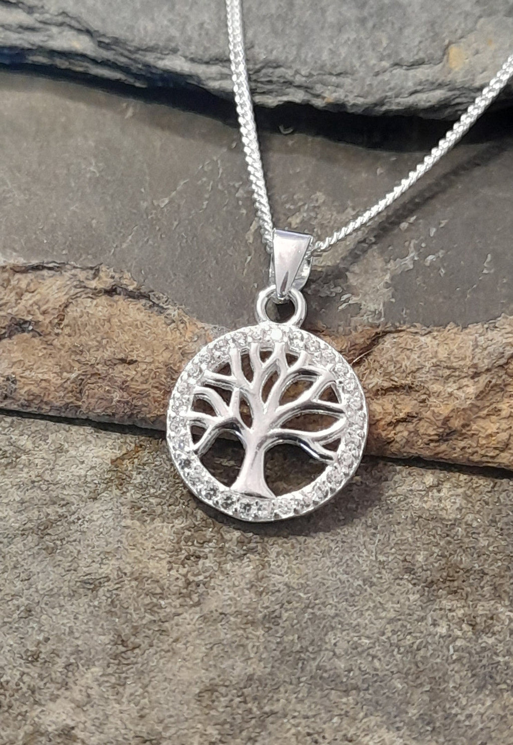 12mm Cubic Zirconia Tree of Life Pd