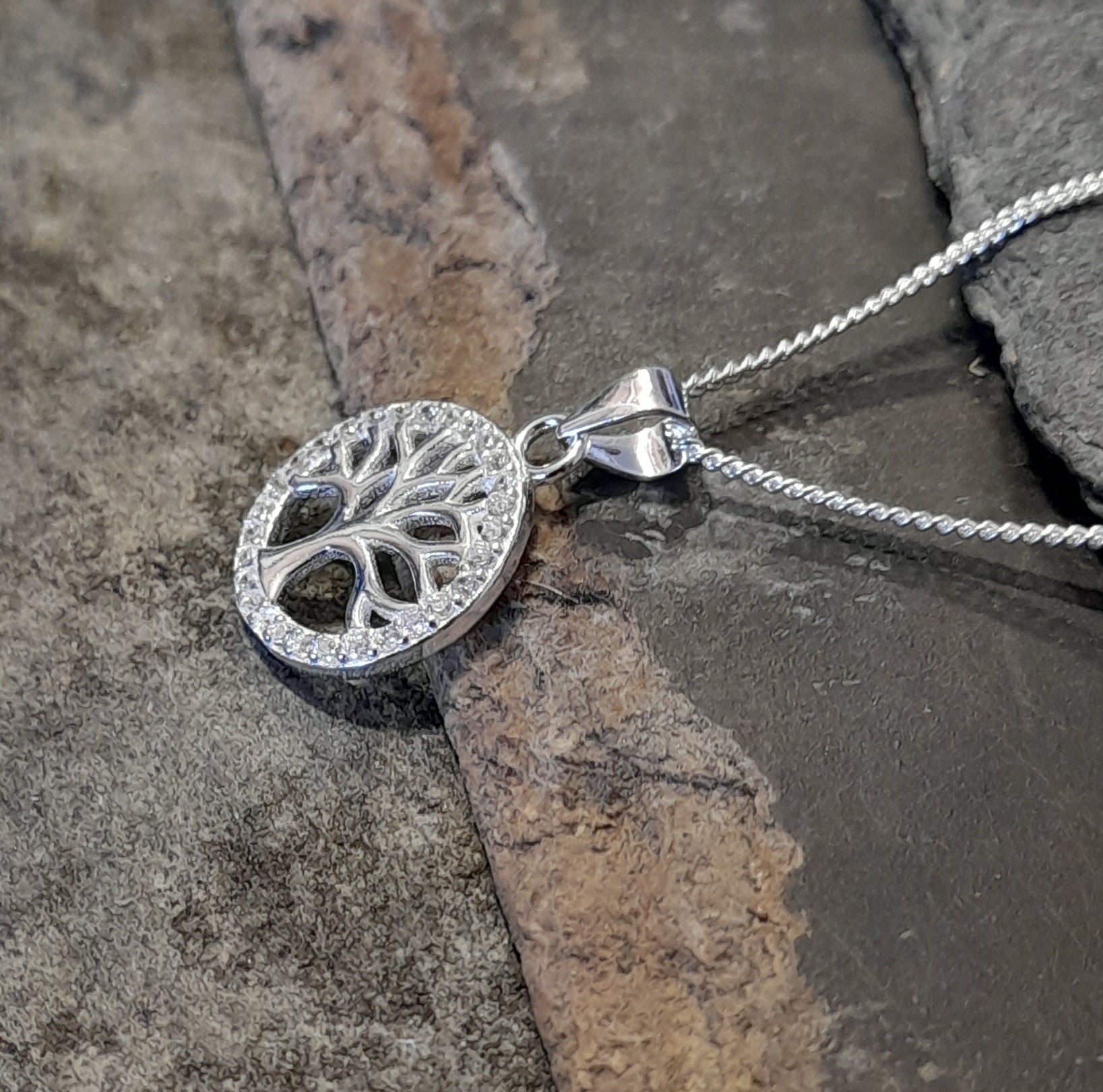 12mm Cubic Zirconia Tree of Life Pd