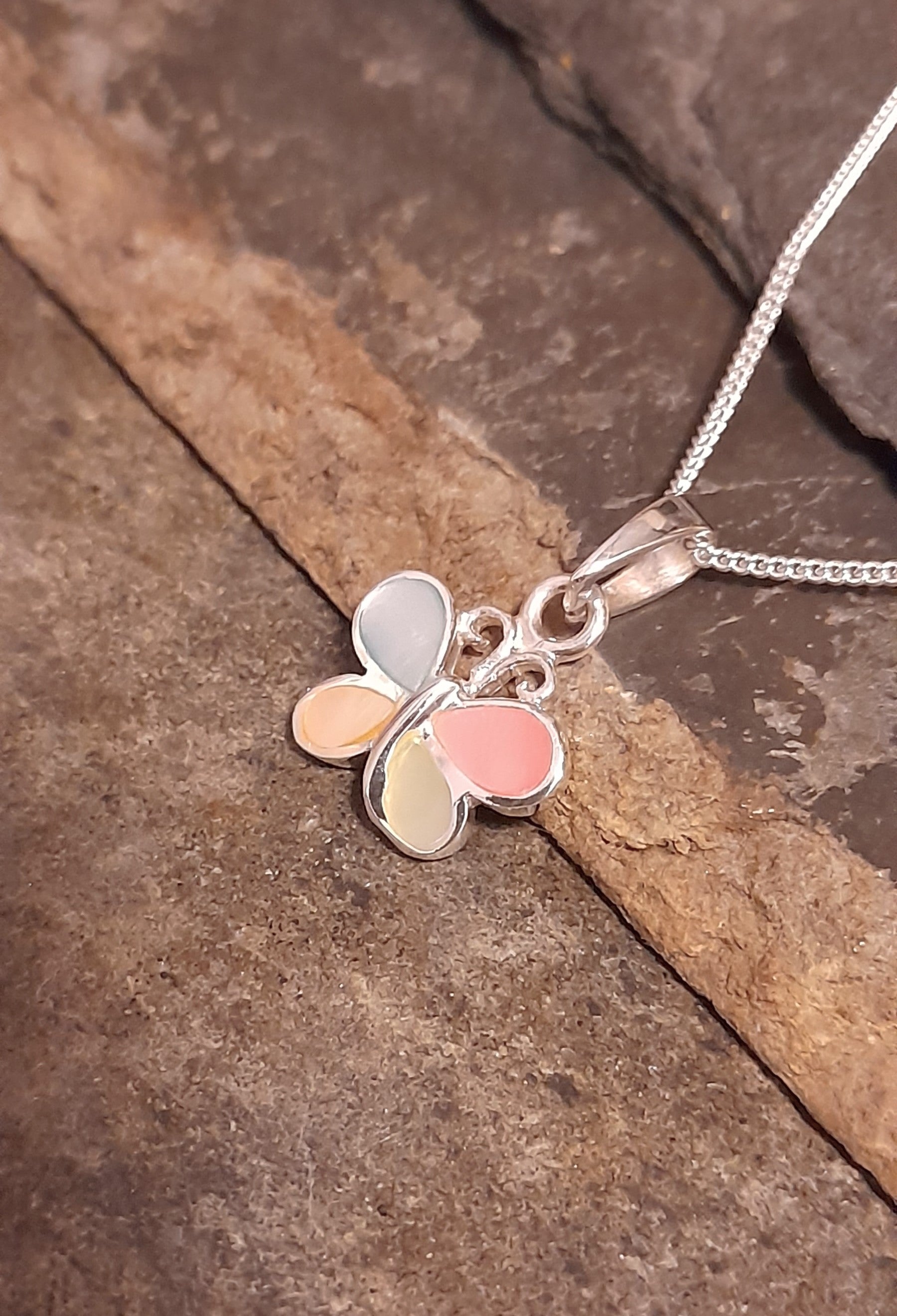 Multi Coloured Mother of Pearl Butterfly 12X14mm
