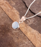 Round Pale Blue Mother of Pearl Pendant 8mm