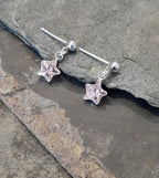 6mm Pink Cubic Zirconia Star X 10mm Drop Er