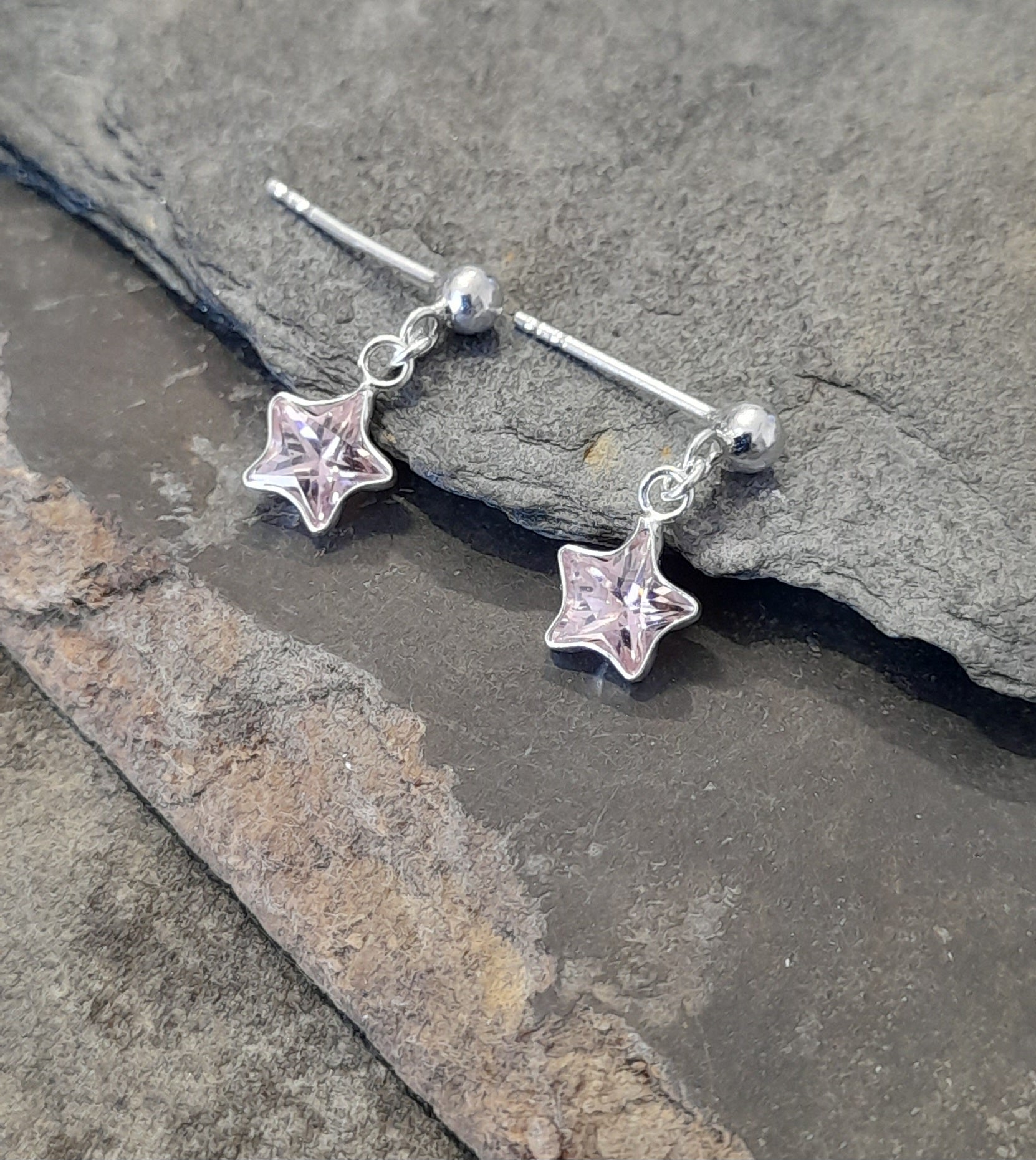 6mm Pink Cubic Zirconia Star X 10mm Drop Er