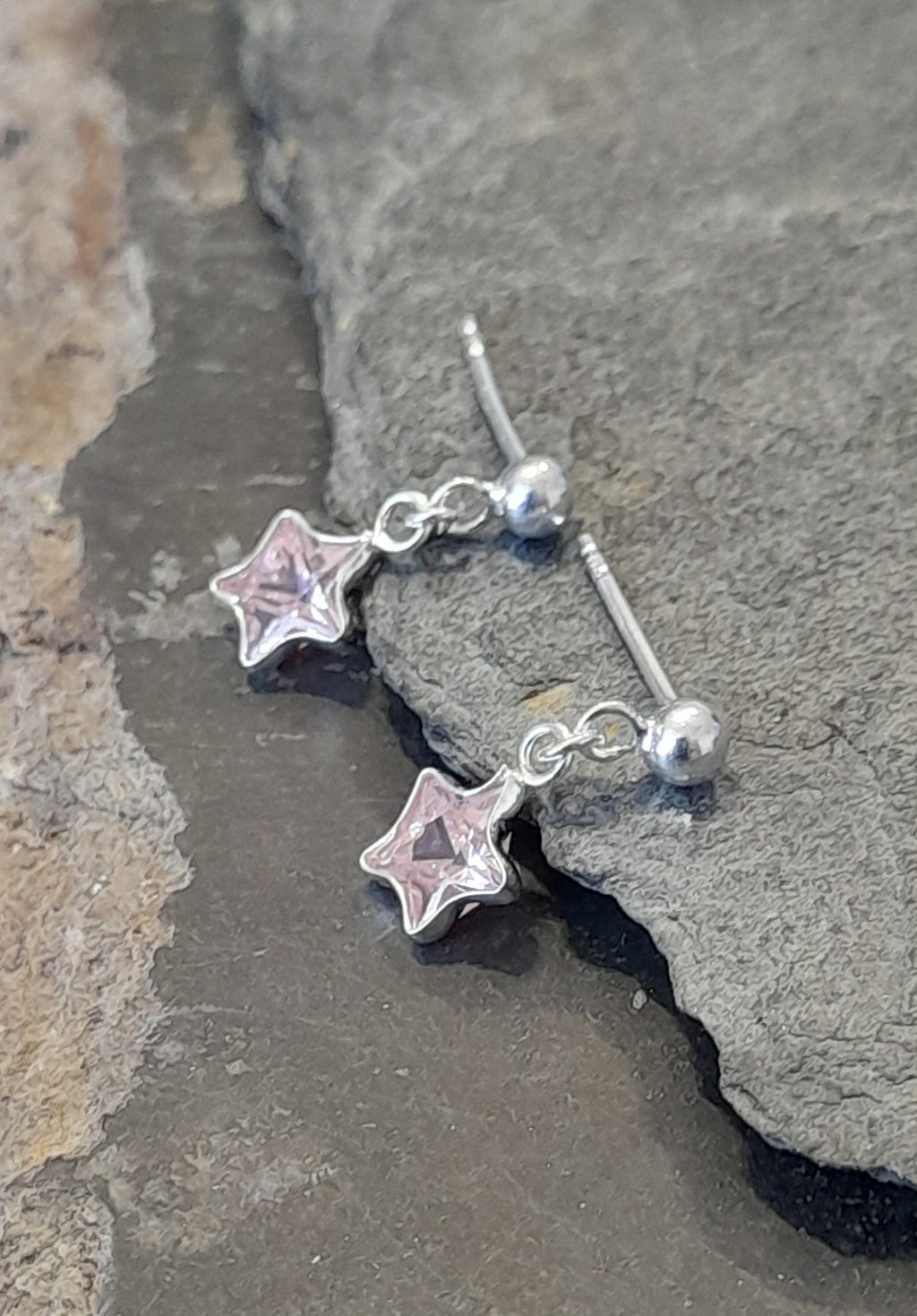 6mm Pink Cubic Zirconia Star X 10mm Drop Er