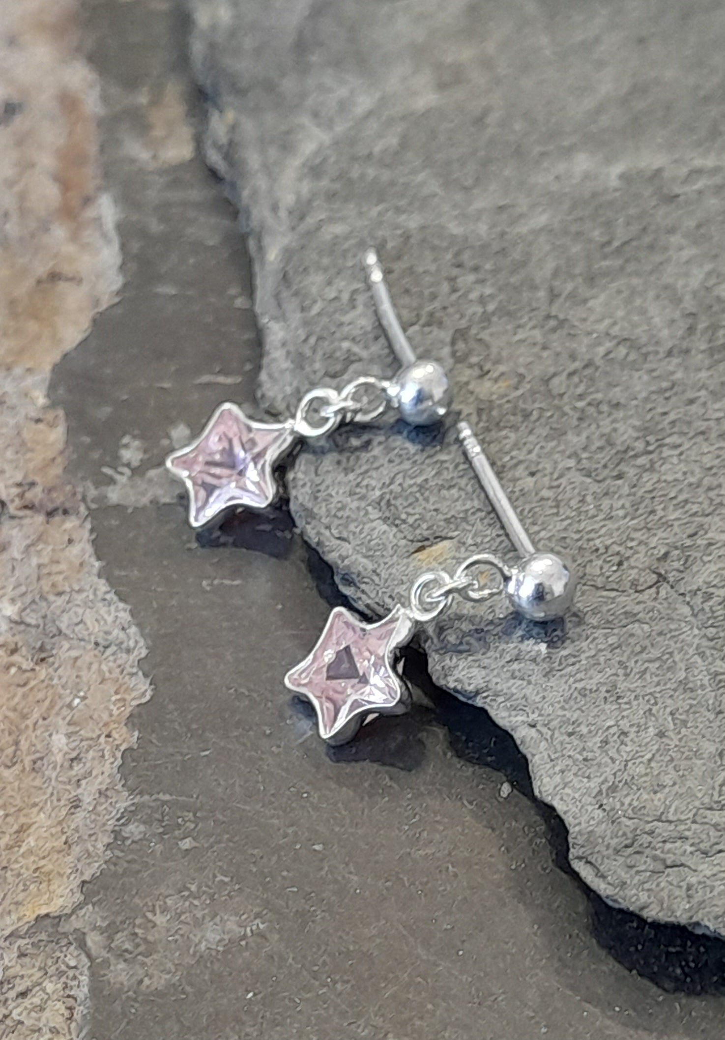 6mm Pink Cubic Zirconia Star X 10mm Drop Er