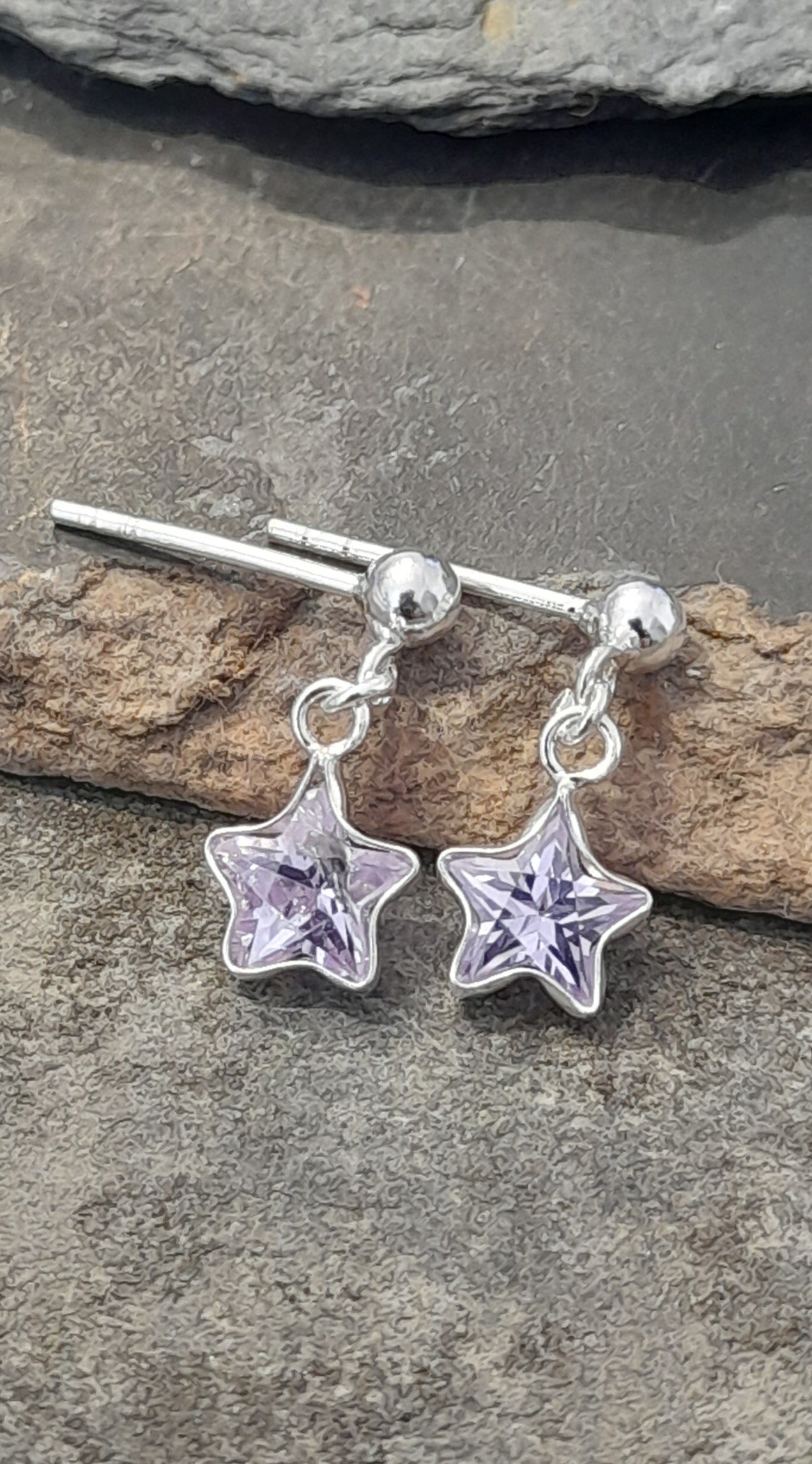 6mm Purple Cubic Zirconia Star X 10mm Drop Er