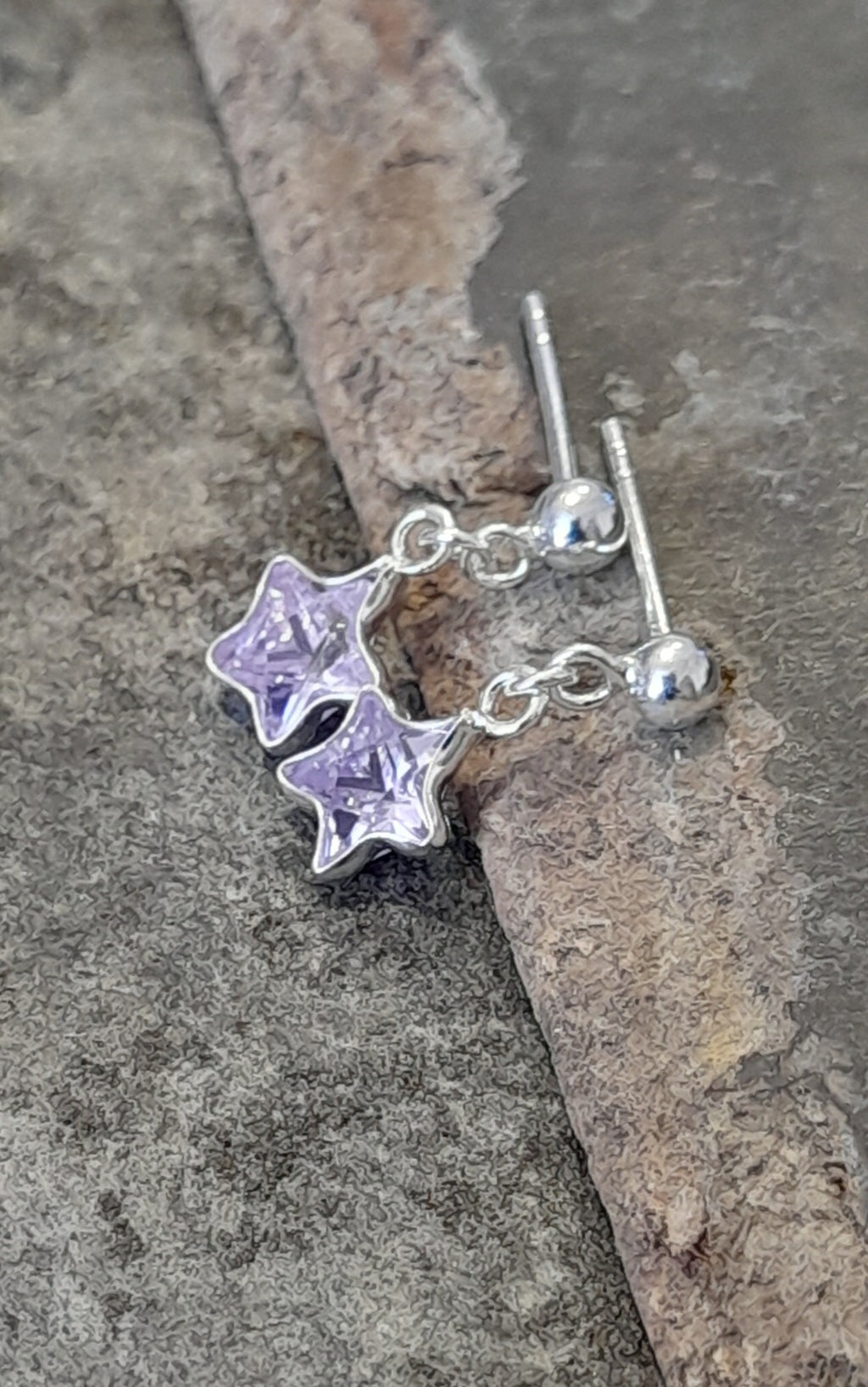 6mm Purple Cubic Zirconia Star X 10mm Drop Er