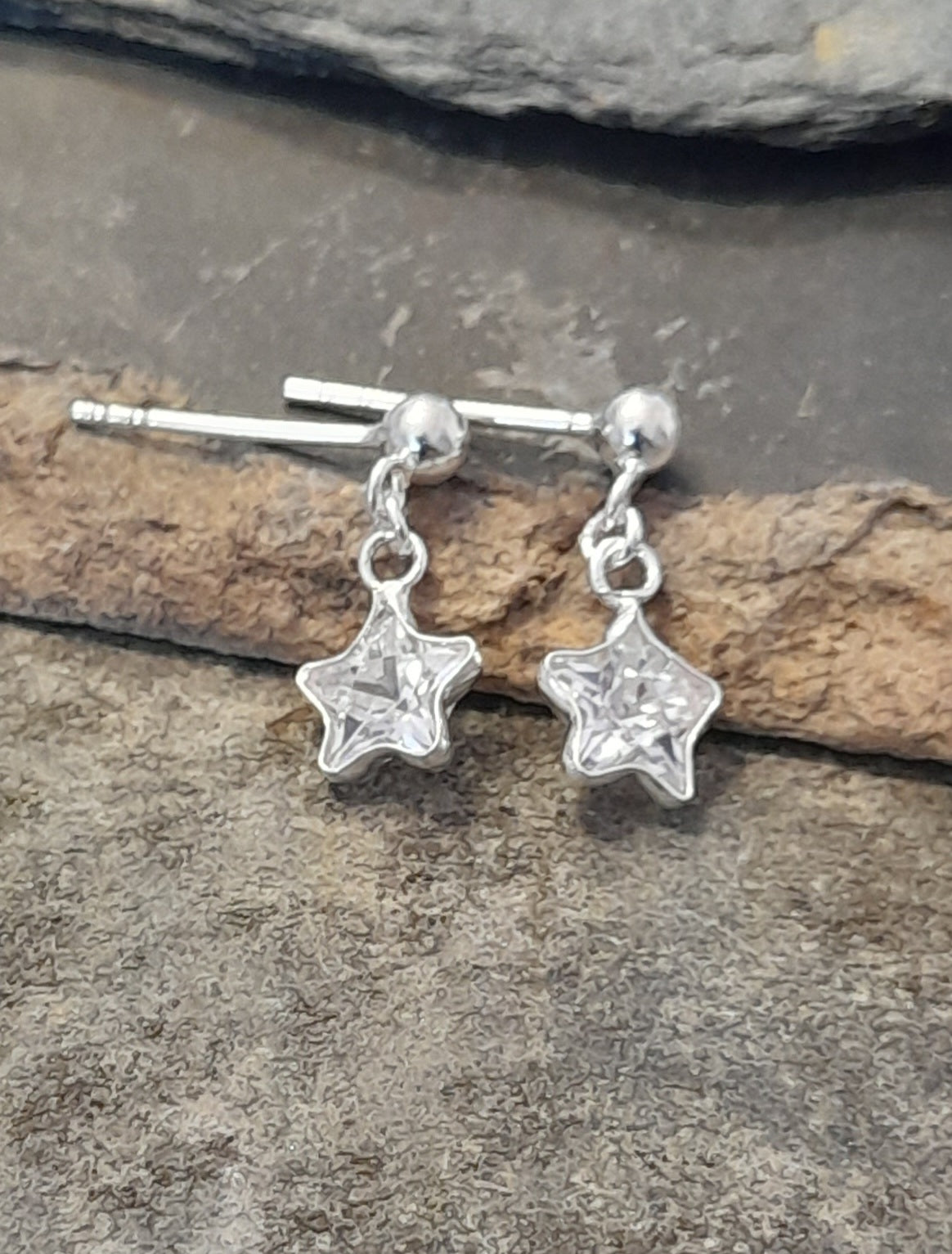 6mm Clear Cubic Zirconia Star X 10mm Drop Er