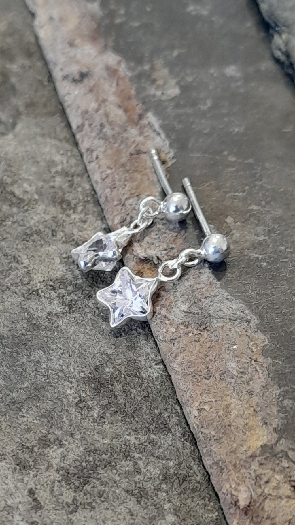 6mm Clear Cubic Zirconia Star X 10mm Drop Er