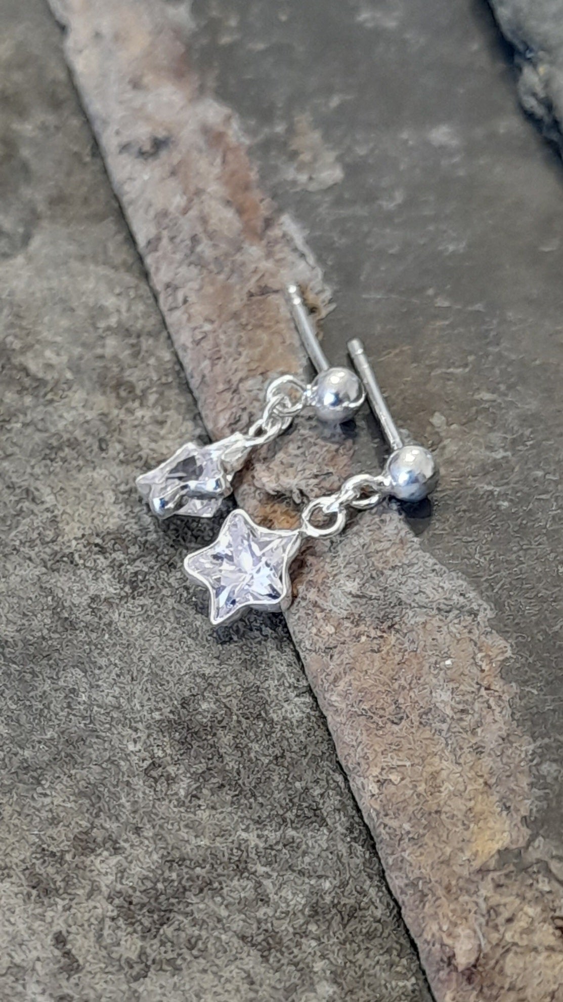 6mm Clear Cubic Zirconia Star X 10mm Drop Er