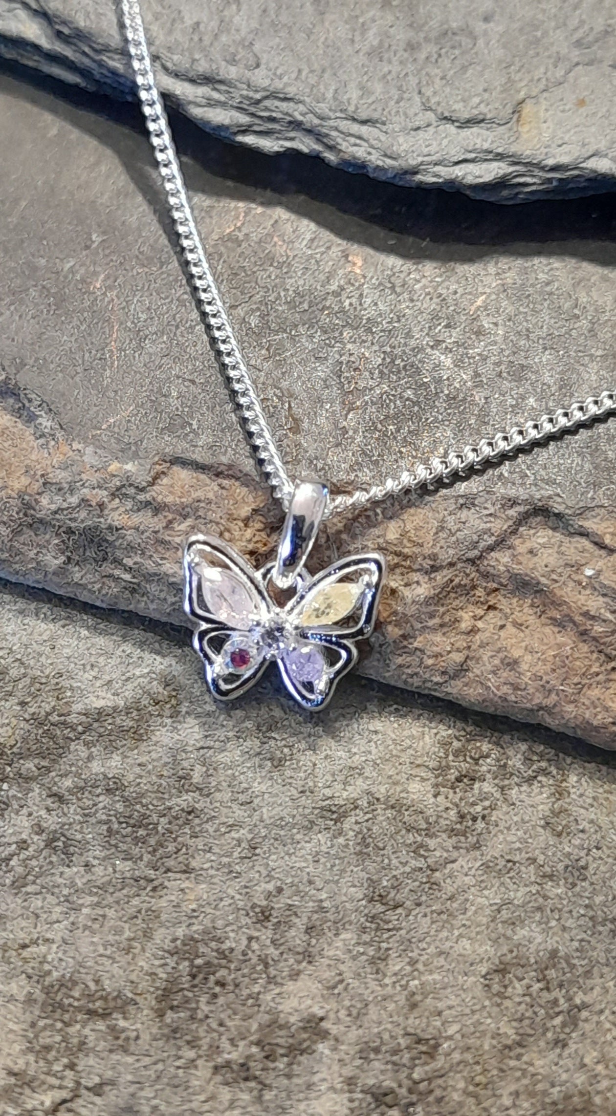 Pink Pastel Multi Cubic Zirconia B/Fly Pendant 9 X 7mm