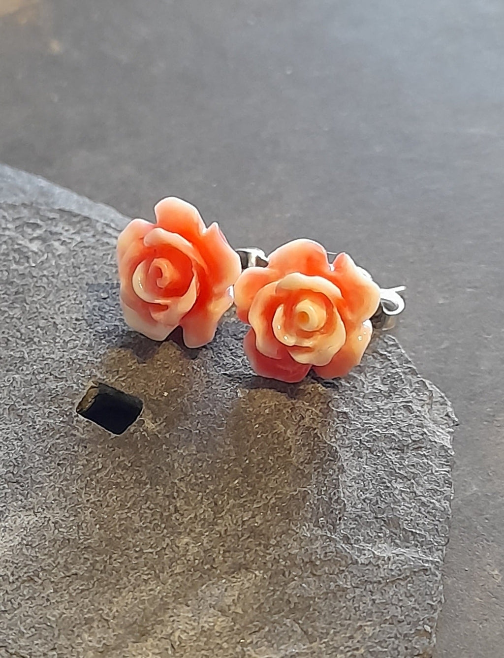 8mm Coral Rose Stud