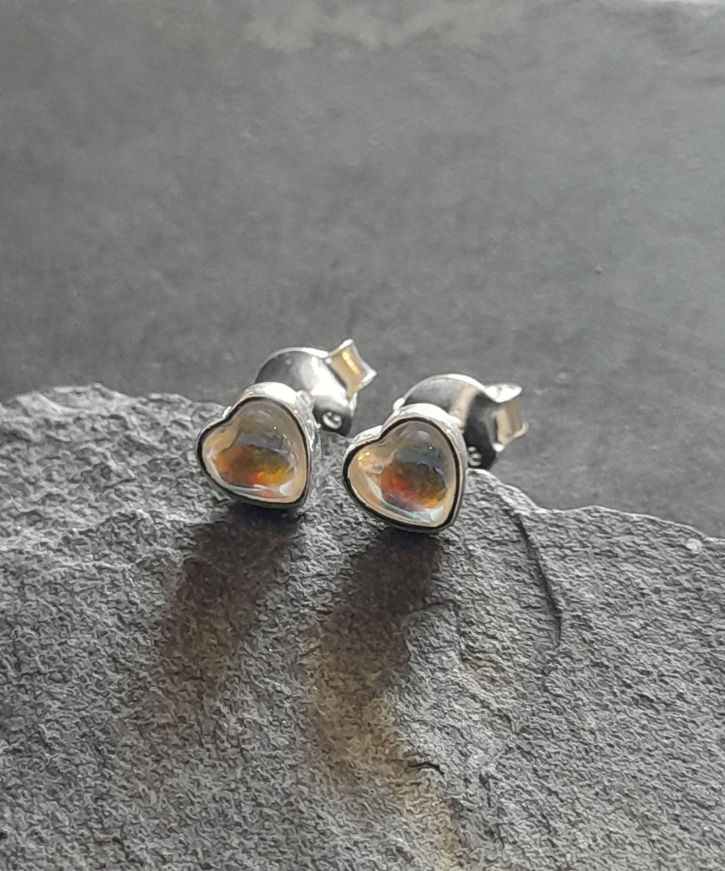 Moonstone Heart 5mm Stud