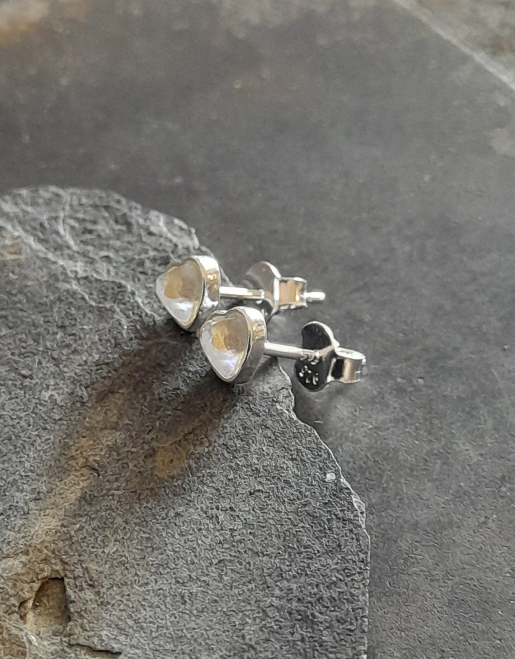 Moonstone Heart 5mm Stud