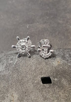 Anchor 8mm & Shipswheel 10mm Cubic Zirconia Stud