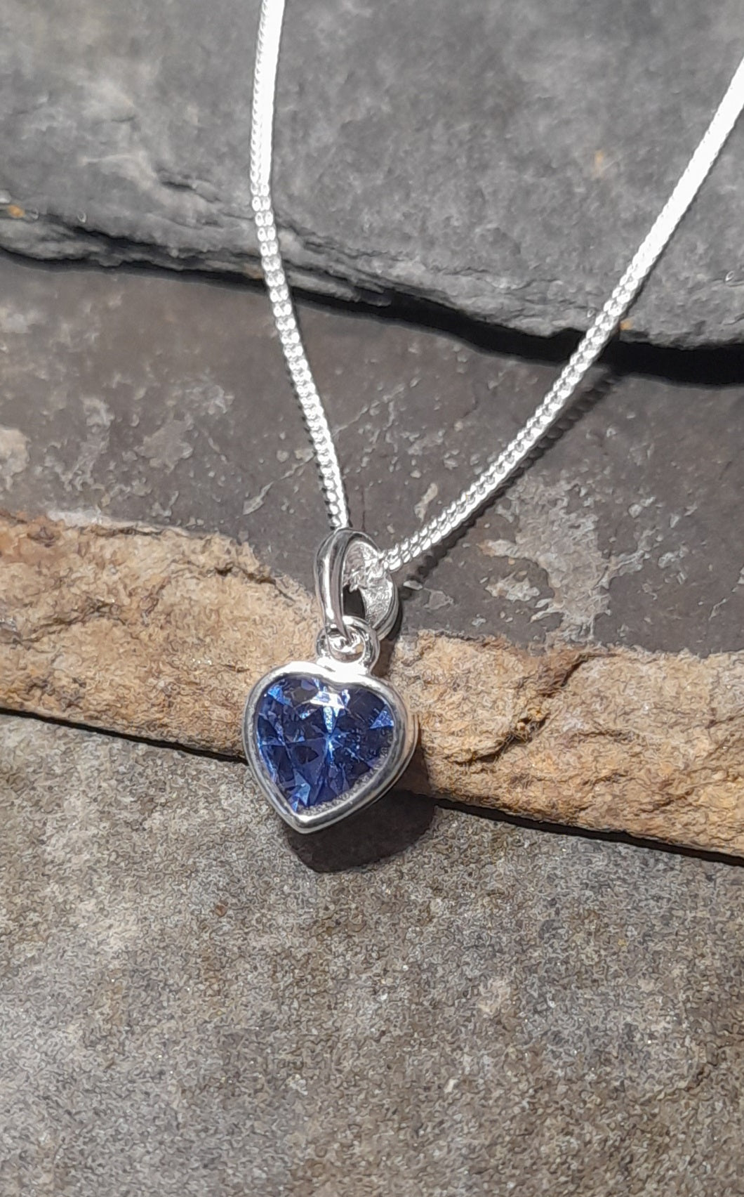 Blue Heart Cubic Zirconia 6mm Pendant