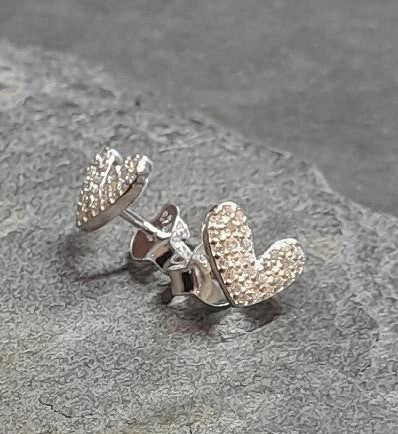 9mm X 8mm  Off Set Cubic Zirconia Heart Stud