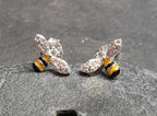 Enamel & Cubic Zirconia Bee  Stud 10 X 6mm