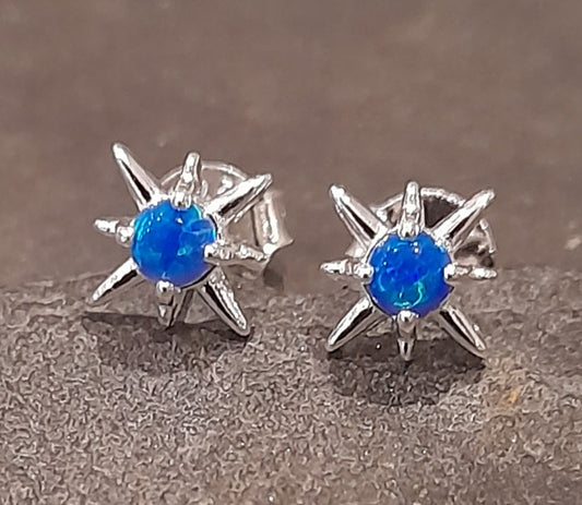 Syn Opal Silver Star 5 X 5mm Stud