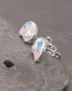 Spiral Shell,  Multi Mother of Pearl 9X8mm Stud