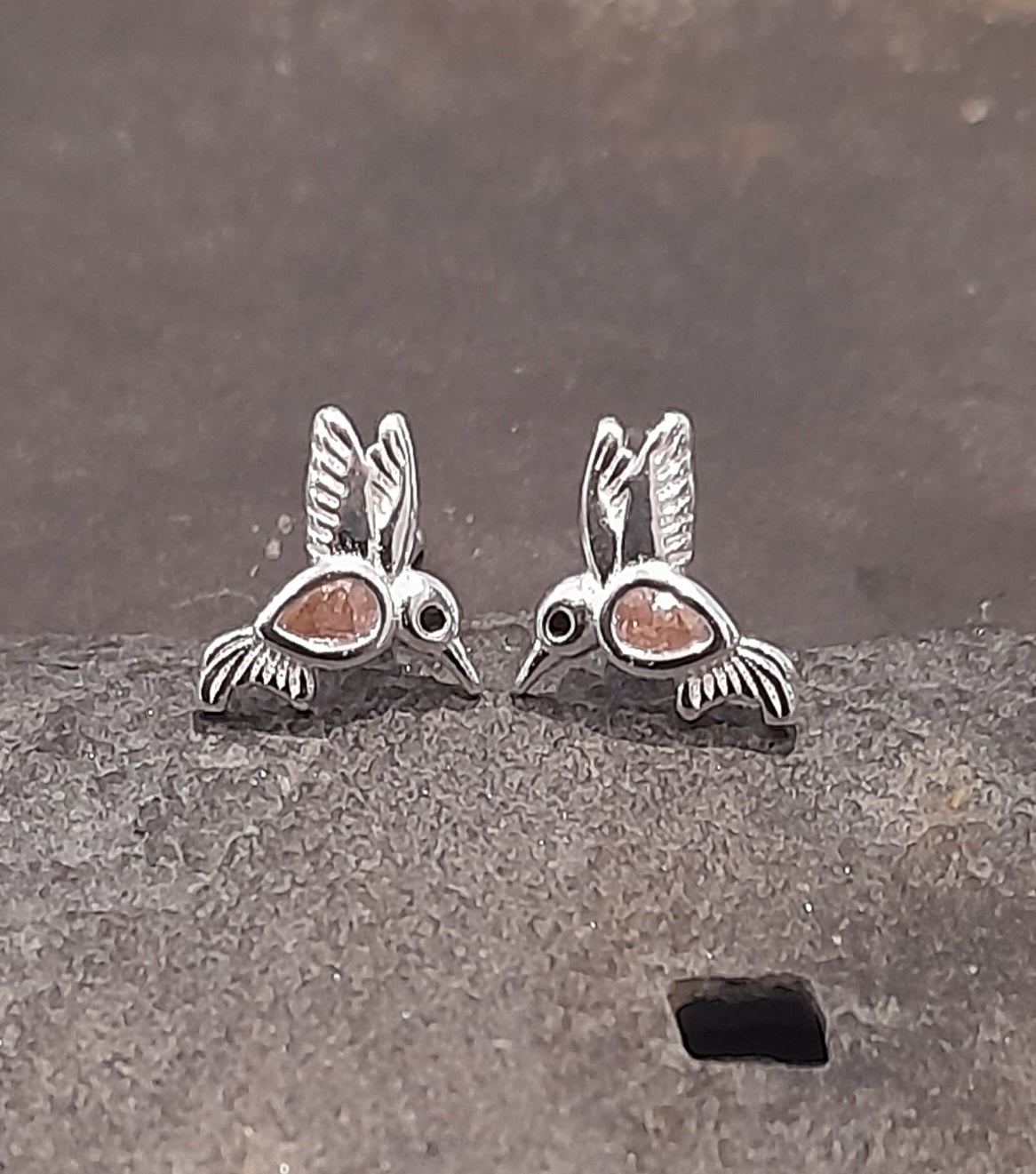 9 X 6mm Pink Cubic Zirconia Humming Bird Stud