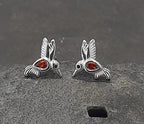 9 X 6mm Red Cubic Zirconia Humming Bird Stud