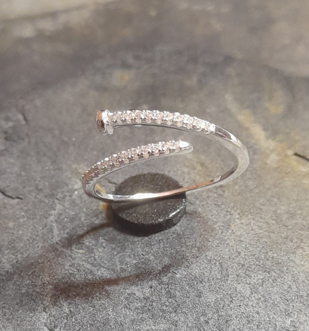 SR098B - CZ NAIL RING ONE SIZE