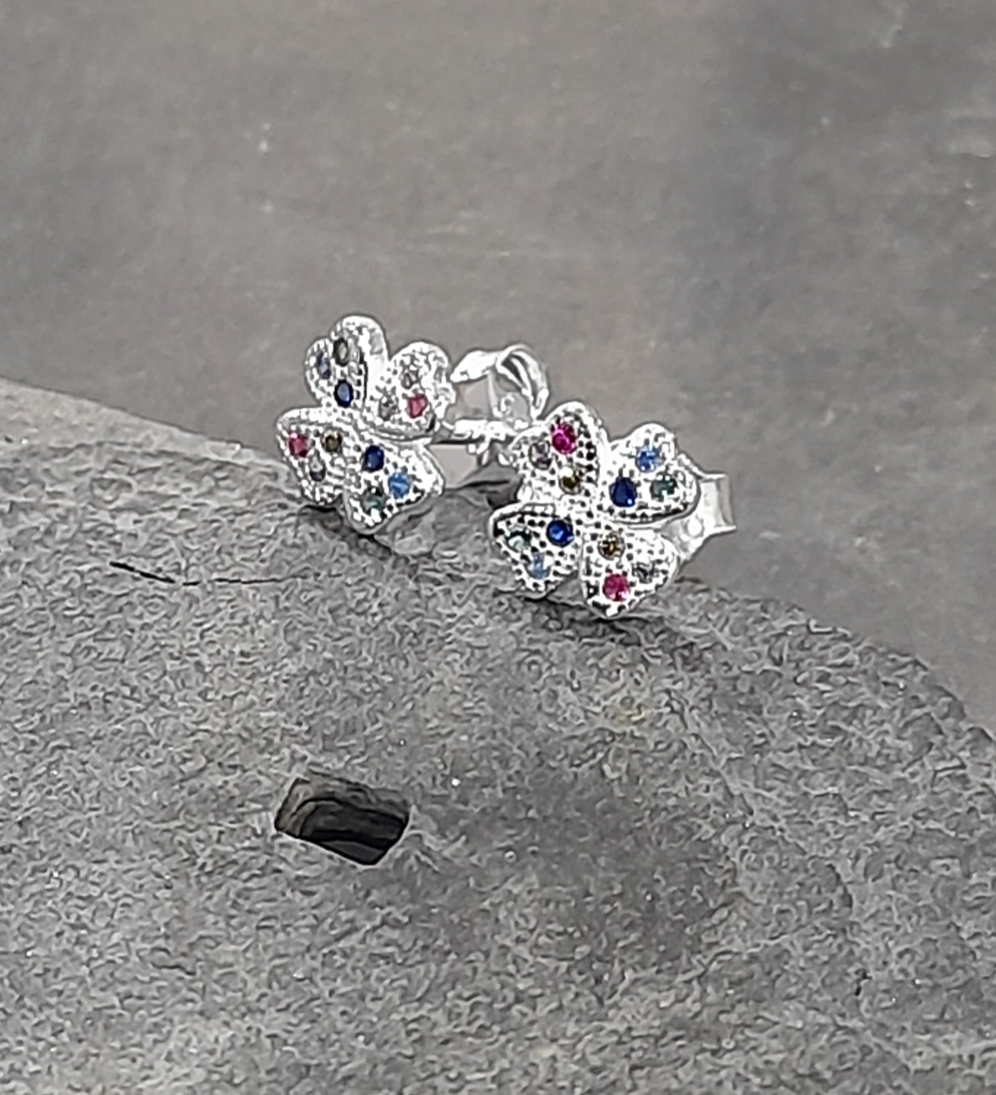 Multi Cubic Zirconia 4 Leaf Clover Stud 6mm