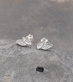 Clear Cubic Zirconia 2 Leaf Stud 10mm