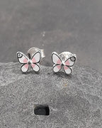 Enamel/Cubic Zirconia Butterfly Stud 7mm