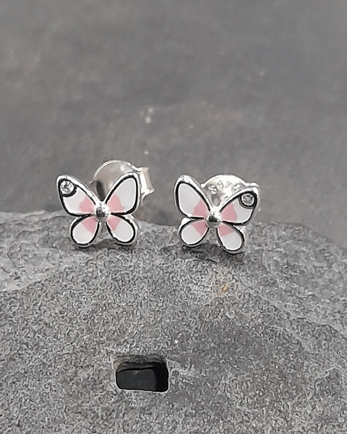 Enamel/Cubic Zirconia Butterfly Stud 7mm