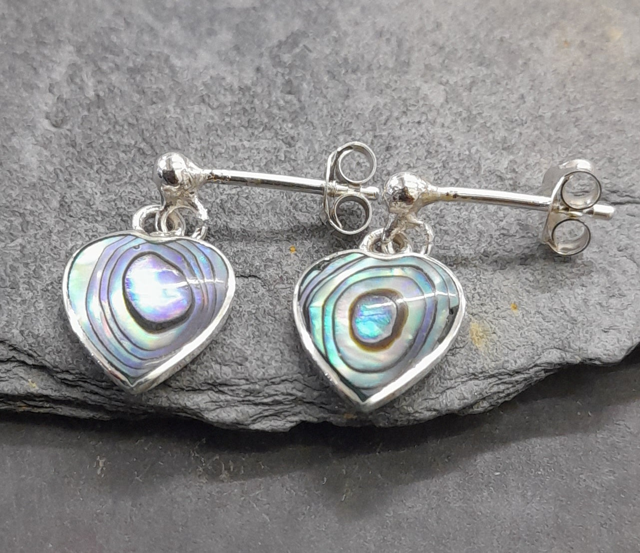 Abalone Heart Stud Drop 9X10mm