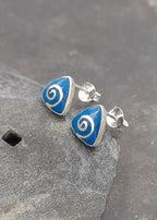 Blue Swirl Wedge Stud 9mm
