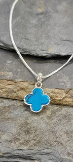 Blue Howlite Flower Pendant 12mm Dia