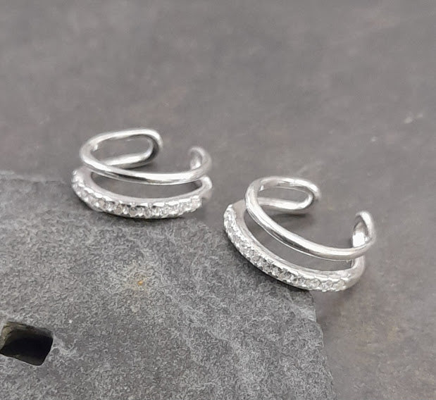 Ear Cuff 2 Line Cubic Zirconia 11mm
