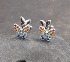 Butterfly Multi Cubic Zirconia Stud 6X8mm