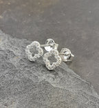 Clear Cubic Zirconia 4 Leaf Clover Stud 6mm