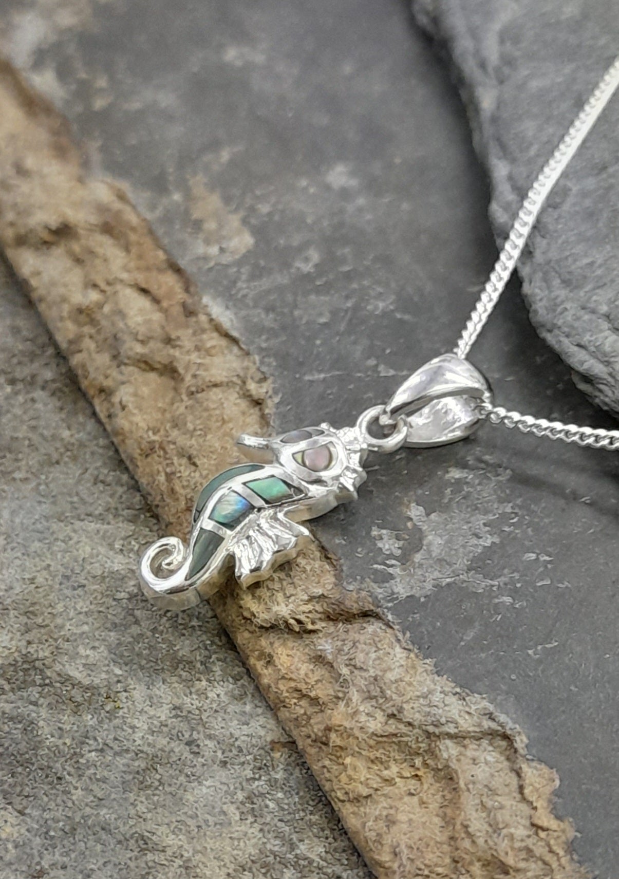 Abalone Seahorse Pendant 17X7mm