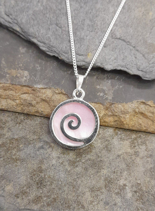 PINK MOP SWIRL 15MM PENDANT