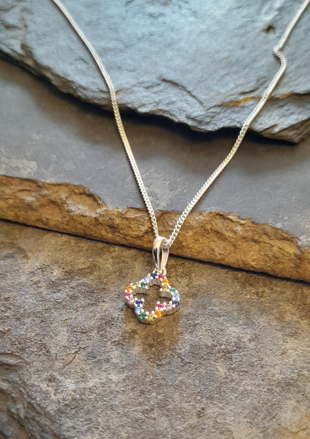 Four leaf clover multi cubic zirconia pendant