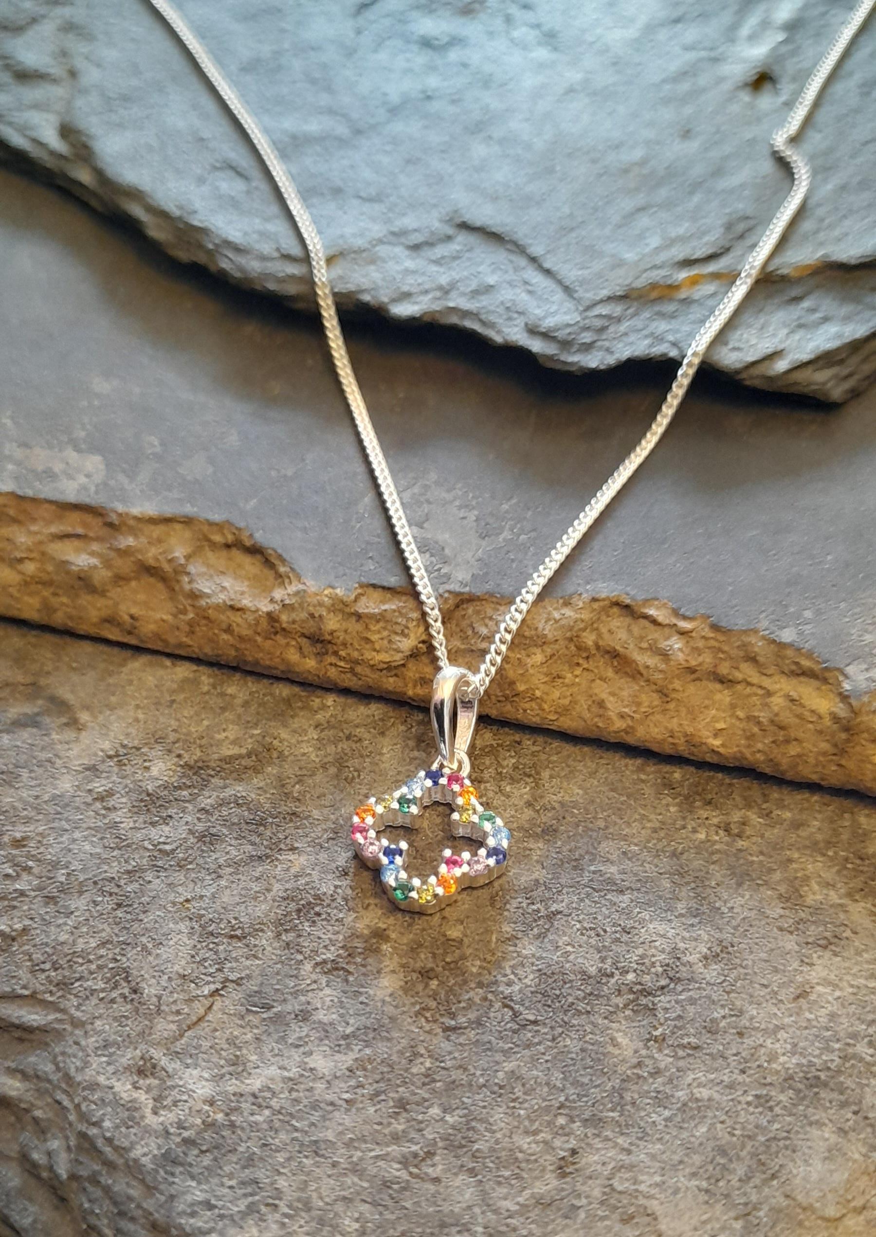 Four leaf clover multi cubic zirconia pendant