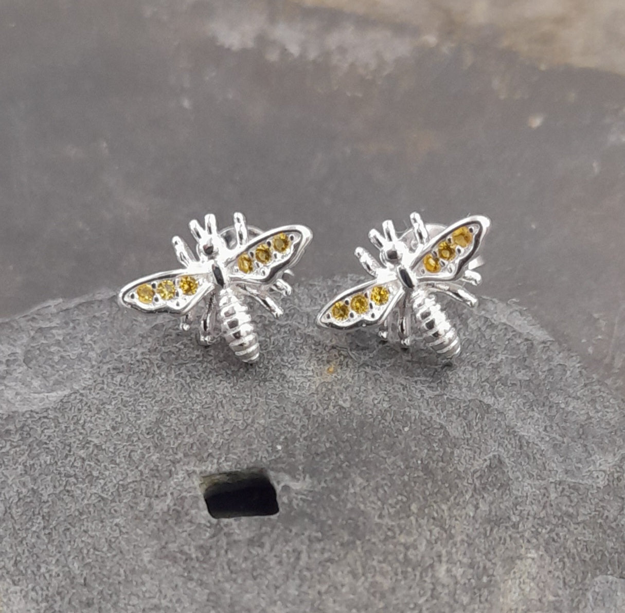 Yellow Cubic Zirconia Bee Stud 11MM