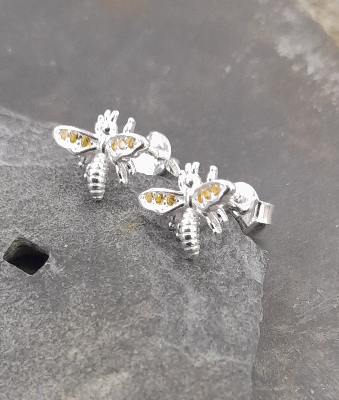 Yellow Cubic Zirconia Bee Stud 11MM