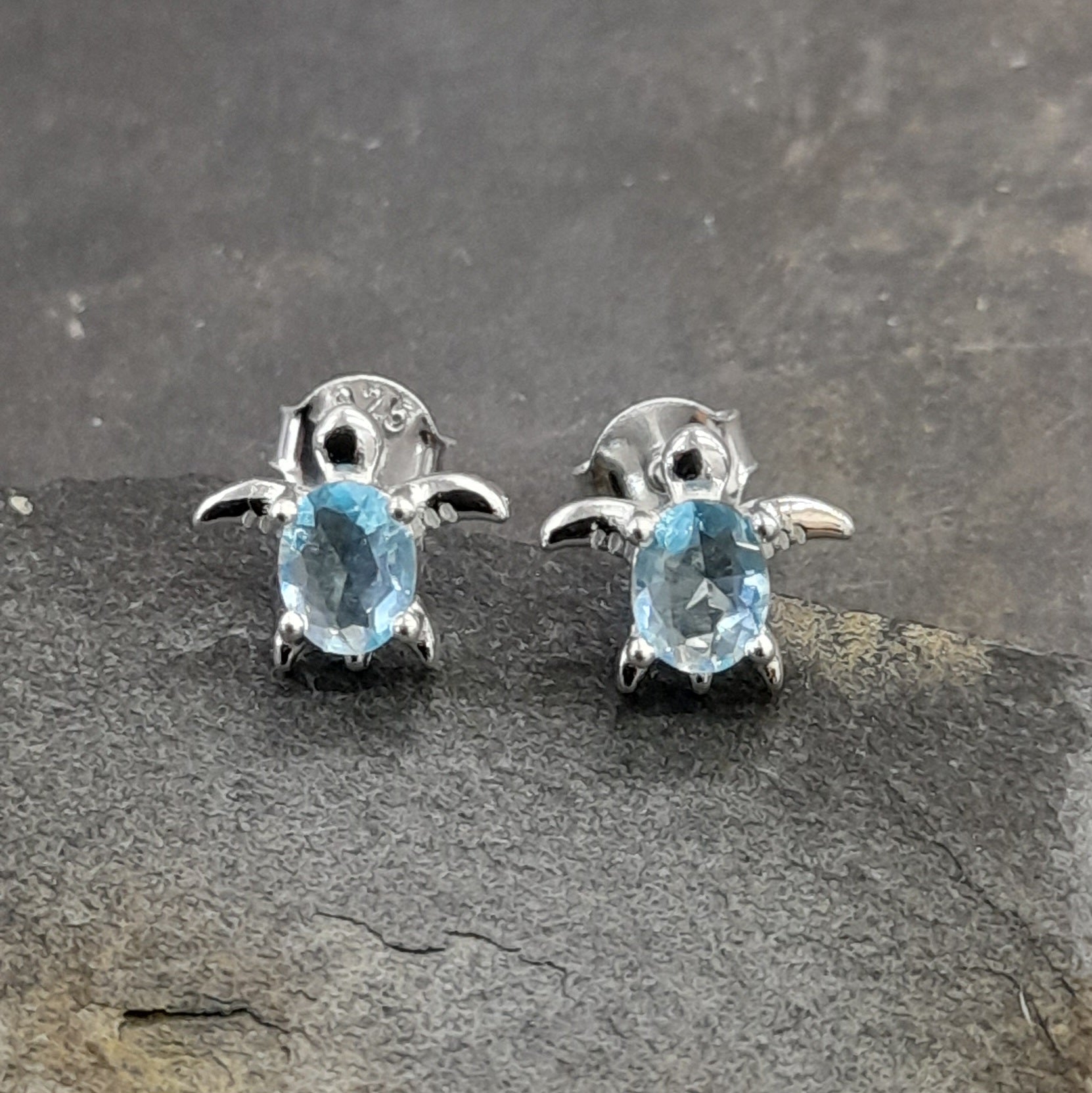 Light Blue Cubic Zirconia Turtle 8 X 7MM