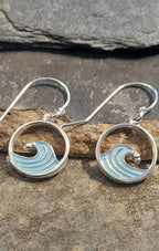 12mm Blue Resin Wave Earring
