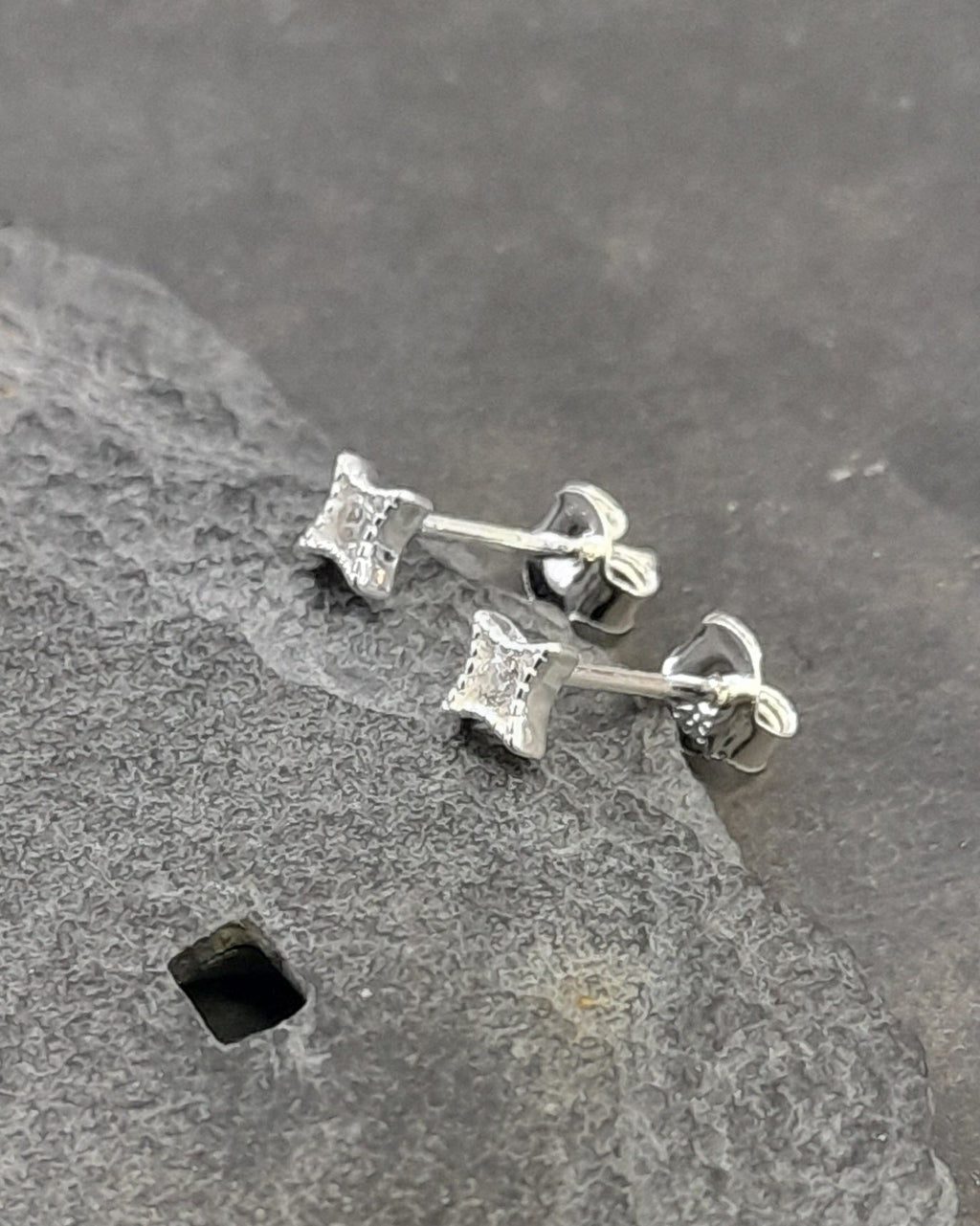 4MM CZ 4 Point Star Stud